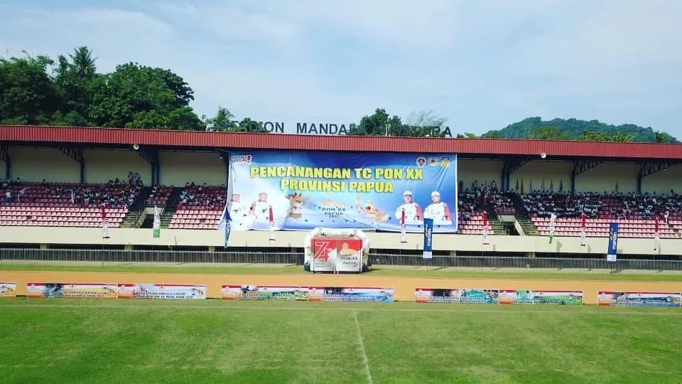 Area seremoni Pencanangan Training Center PON XX Papua di Stadion Mandala Jayapura